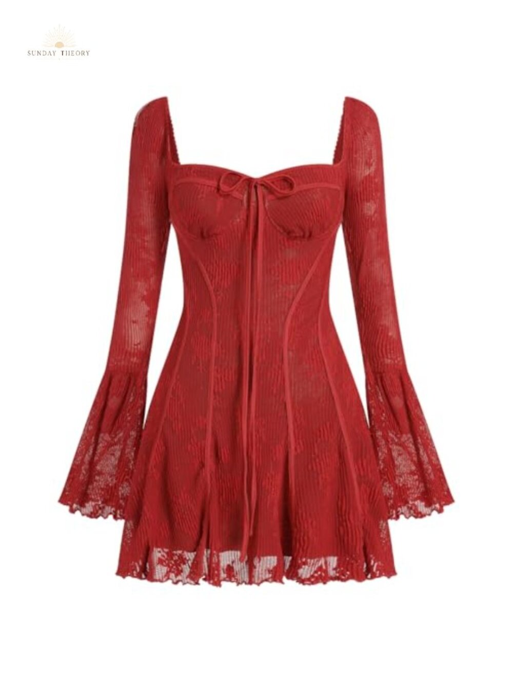 Women's Lace Corset Mini Dress Bell Sleeve Sweetheart Y2K Party Dress